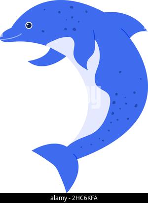 Blau niedlichen Delphin Cartoon isoliert auf weißem Hintergrund Stock Vektor