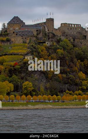 Schloss Rheinfels bei St. Goar in der Rheinschlucht, Deutschland Stockfoto