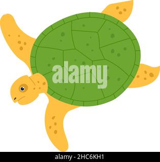 Meeresschildkröte Cartoon-Design-Stil isoliert auf weiß Stock Vektor