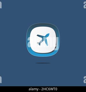 Symbol für Flugzeug 3D. Symbole Web, Logo, Schaltfläche. 3D Vektorgrafiken. Konzept für Favicon, App Icon, Webbanner, Logo Stock Vektor