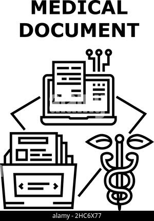 Medizinisches Dokument Vektor-Konzept Schwarze Illustration Stock Vektor