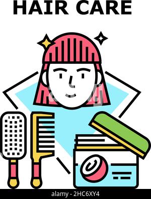 Haarpflege-Tool Vektor Konzept Farbe Illustration Stock Vektor