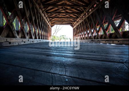 Sachs bedeckte die Brücke von Gettysburg in Pennsylvania, USA Stockfoto