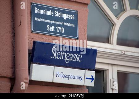 Landschaft von Eingangsschild zum Philosophenweg in Heidelberg Baden Wurttemburg Stockfoto