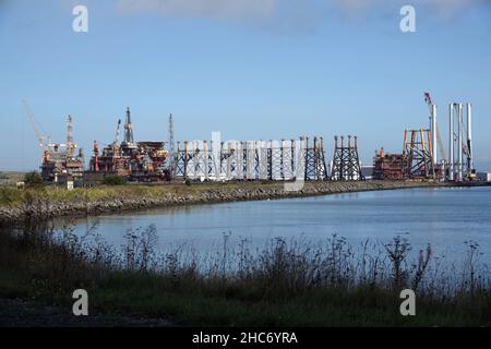 Die Öl- und Gasplattform Brent Alpha wird im britischen Able Seaton Port in Hartlepool demontiert Stockfoto