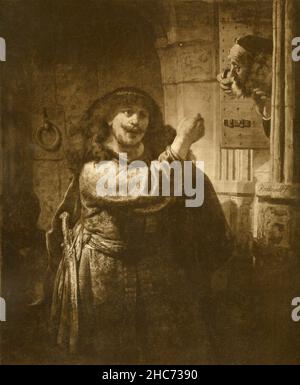 Samson bedroht seinen Schwiegervater, Gemälde des niederländischen Künstlers Rembrandt van Rijn, München 1897 Stockfoto