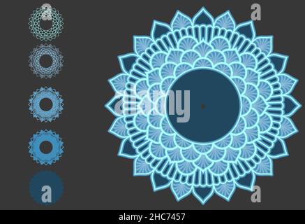 Wanduhr EPS., Schnittdatei Mandala, Multilayer Mandala, 3D Vektor digitale Vorlagen, EPS nach Schichten, Cricut DIY, cnc-Plan Stock Vektor