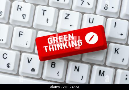 Konzeptionelle Darstellung Green Thinking. Konzept Bedeutung Nehmen, um Umweltverantwortung Wirklichkeit werden zu lassen Abstract Presenting Ethical Hacker Stockfoto