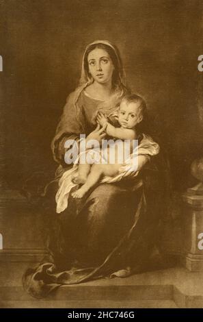 Die Jungfrau Maria mit dem Jesuskind, Gemälde des spanischen Künstlers Bartolomè Esteban Murillo, München 1897 Stockfoto