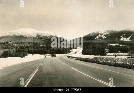 Blick auf die White Mountains auf der Interstate Highway 93, New Hempshire USA 1966 Stockfoto