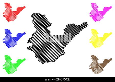 Papum Pare Bezirk (Arunachal Pradesh Staat, Republik von Indien) Karte Vektor Illustration, scribble Skizze Papum Pare Karte Stock Vektor