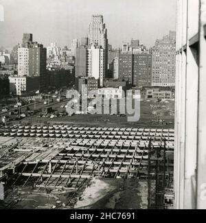 The Steel Framework for the United Nation General Assembly Building, Manhattan, NYC 1951 Stockfoto