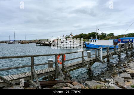 Blick auf Yachten im Hafen von Timmendorf auf der Insel Poel in Deutschland Stockfoto