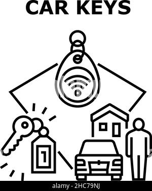 Car Keys Trinket Vektor Konzept Schwarz Illustration Stock Vektor