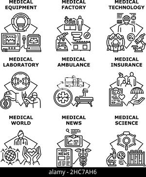 Symbole Für Medizintechnikset Vektorgrafiken Stock Vektor