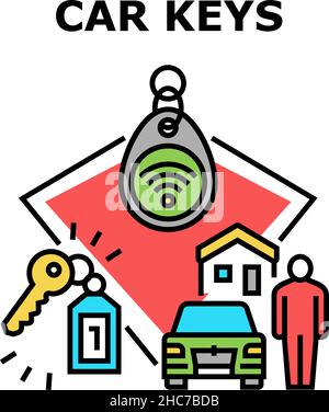 Auto Schlüssel Trinket Vektor Konzept Farbe Illustration Stock Vektor