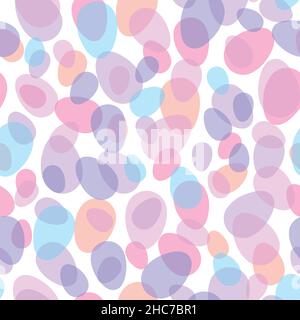 Happy Easter nahtloses Muster mit bunten Eiern auf weißem Hintergrund. Punktmuster für Karte, Postkarte, Tapete, Poster. Vektormaterial Stock Vektor