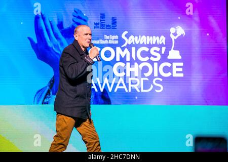 Johannesburg, Südafrika - 8. September 2018: Der legendäre Performer Johnny Clegg auf der Bühne bei den Comics Choice Awards Stockfoto