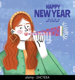 Handgezeichnetes neues Jahr abstraktes Design Vektor Illustration Stock Vektor