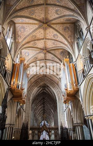 Worcester, Worcestershire, England, Großbritannien, 16th 2016. September, Atemberaubende Aussicht auf das Dach des Kirchenschiffs der Kathedrale Stockfoto