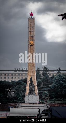 Tiglachin-Denkmal für sowjetische und kubanische Soldaten, die am Ogadenkrieg in Addis Abeba, Äthiopien, beteiligt waren Stockfoto