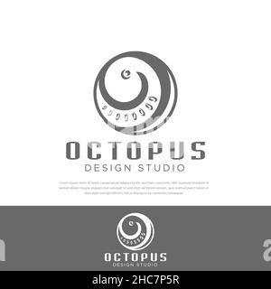 Elegantes Premium-Design mit abstraktem Octopus-Logo, Symbol, Symbol, Logo, Fischrestaurant Stock Vektor