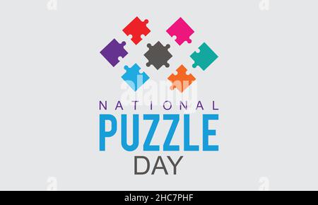 Januar 29 - National Puzzle Day. vektor-Illustration Vorlage für Banner, Poster, T-Shirt, Karte. Stock Vektor