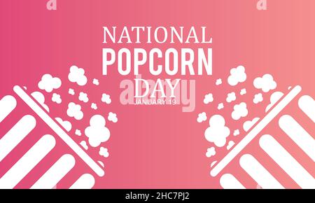 19. Januar - Nationaler Popcorntag. Design für Banner, Poster, T-Shirt, Karte. Stock Vektor