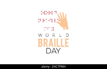 04. Januar - Braille-Tag. Awareness Vektor Design für Banner, Poster, T-Shirt, Karte. Stock Vektor