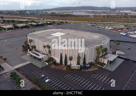 Eine Luftaufnahme der Pechanga Arena, Samstag, 25. Dezember 2021, im Midway-Viertel von San Diego. Stockfoto