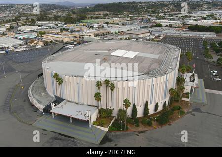 Eine Luftaufnahme der Pechanga Arena, Samstag, 25. Dezember 2021, im Midway-Viertel von San Diego. Stockfoto