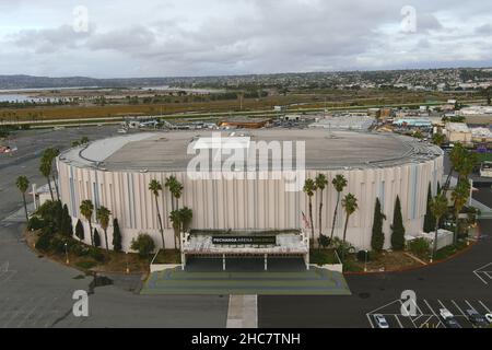 Eine Luftaufnahme der Pechanga Arena, Samstag, 25. Dezember 2021, im Midway-Viertel von San Diego. Stockfoto