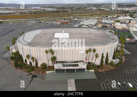 Eine Luftaufnahme der Pechanga Arena, Samstag, 25. Dezember 2021, im Midway-Viertel von San Diego. Stockfoto