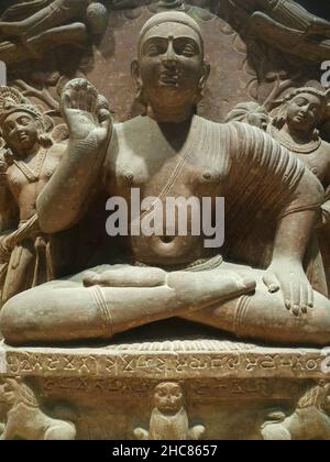 Buddha-Skulptur, Regierungsmuseum, Mathura Stockfoto
