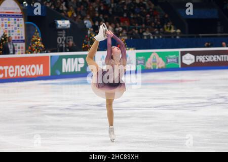 Sankt Petersburg, Russland. 25th Dez 2021. Anastasia Morozova aus Russland tritt beim Freilauf der Frauen am dritten Tag der Rostelecom Russian Nationals 2022 des Eiskunstlaufsports im Yubileyny Sports Palace in Sankt Petersburg an. Endergebnis: 180,57 Credit: SOPA Images Limited/Alamy Live News Stockfoto