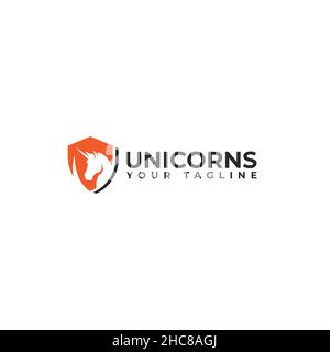 Modernes Design Unicorns Pferd schützen Logo-Design Stock Vektor