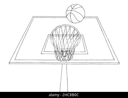 Basketball Basketball Basketball Basketball Sport Grafik schwarz weiß Skizze Illustration Vektor Stock Vektor