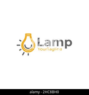 Minimalistisches, schlichtes, farbenfrohes Lamp Light Logo-Design Stock Vektor