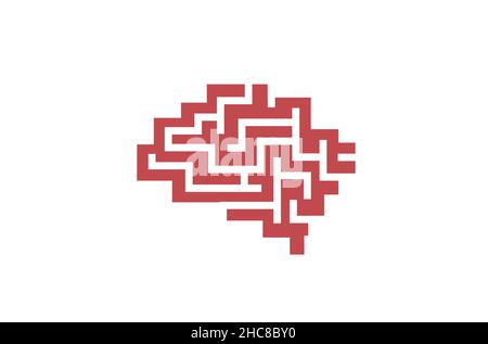 Abbildung Des Designs Des „Creative Brain Maze“-Logos Mit Vektorsymbolen Stock Vektor