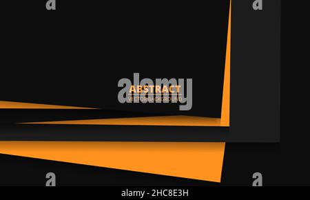 Abstract 3D schwarz und orange elegante Vektor-Hintergrund mit hellen rechteckigen geometrischen Papierformen für Webdesign-Präsentation. Orange und Schwarz Stock Vektor