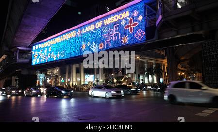 Frohes Neues Jahr 2022 Ratchaprasong Kreuzung Bangkok Thailand Stockfoto