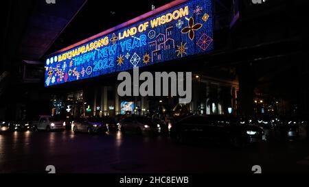 Frohes Neues Jahr 2022 Ratchaprasong Kreuzung Bangkok Thailand Stockfoto