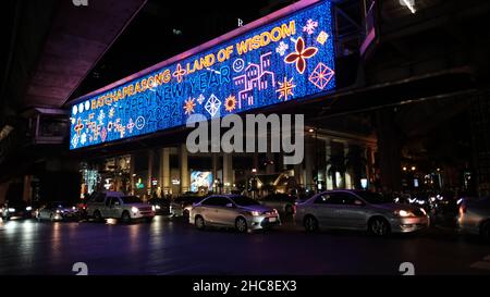 Frohes Neues Jahr 2022 Ratchaprasong Kreuzung Bangkok Thailand Stockfoto