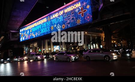 Frohes Neues Jahr 2022 Ratchaprasong Kreuzung Bangkok Thailand Stockfoto