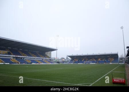 MANSFIELD, GROSSBRITANNIEN. DEZ 26th Gesamtansicht während des Sky Bet League 2-Spiels zwischen Mansfield Town und Hartlepool United im One Call Stadium, Mansfield am Sonntag, 26th. Dezember 2021. (Kredit: Will Matthews | MI News) Kredit: MI News & Sport /Alamy Live News Stockfoto