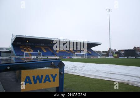 MANSFIELD, GROSSBRITANNIEN. DEZ 26th Gesamtansicht während des Sky Bet League 2-Spiels zwischen Mansfield Town und Hartlepool United im One Call Stadium, Mansfield am Sonntag, 26th. Dezember 2021. (Kredit: Will Matthews | MI News) Kredit: MI News & Sport /Alamy Live News Stockfoto