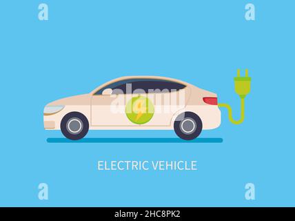 Elektroauto mit Stecker. Stock Vektor
