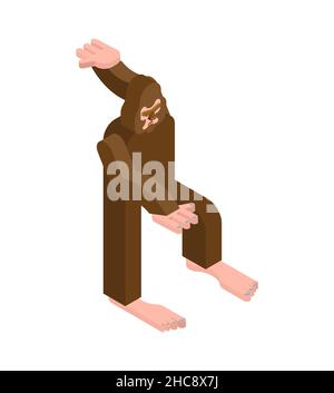 Yeti isometrisch isoliert. bigfoot jetzt Monster. vektor-Illustration Stock Vektor