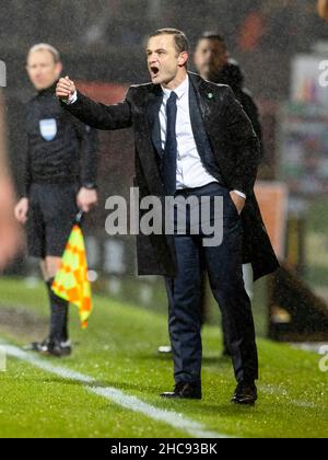 Tannadice Park, Dundee, Großbritannien. 26th. Dezember 2021; Tannadice Park, Dundee, Schottland: Scottish Premier League Football, Dundee United gegen Hibernian: Shaun Maloney Manager von Hibernian Credit: Action Plus Sports Images/Alamy Live News Stockfoto