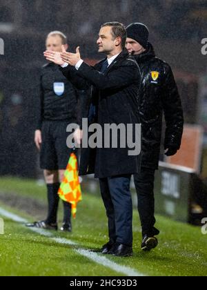 Tannadice Park, Dundee, Großbritannien. 26th. Dezember 2021; Tannadice Park, Dundee, Schottland: Scottish Premier League Football, Dundee United gegen Hibernian: Shaun Maloney Manager von Hibernian Credit: Action Plus Sports Images/Alamy Live News Stockfoto